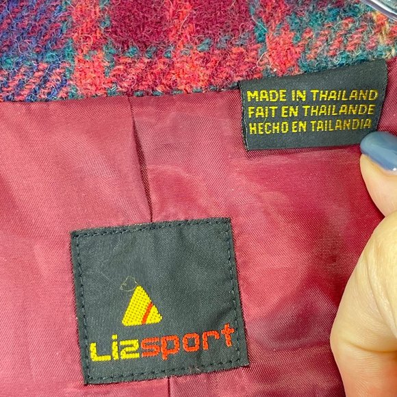 Vintage Womens 10 Red Blue Green Plaid Wool Long Heavy Blazer Jacket Pockets - Picture 8 of 11